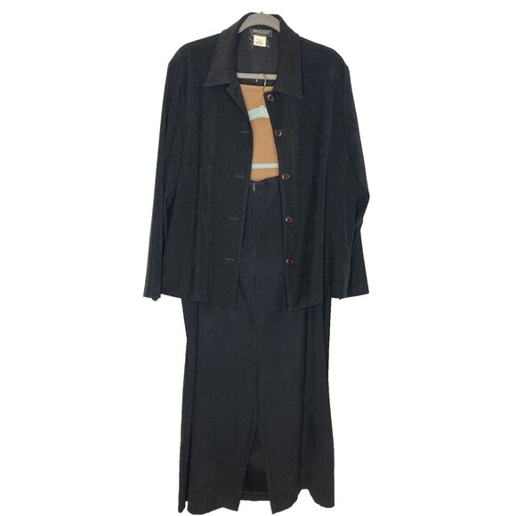 Women's Outfit 3 PC Set Skirts Jacket BRIGGS 18W 1X Tan Black Suede Blazer - Picture 1 of 16